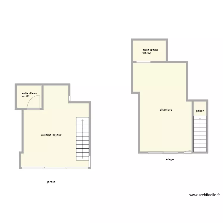 sci la bohemienne am. Plan de 5  et 44 m²