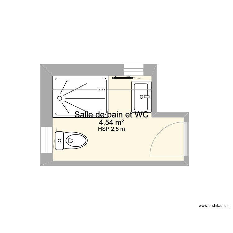 Salle de bain. Plan de 1 pièce et 5 m2