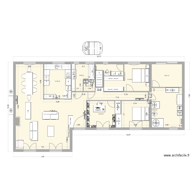tete avec croquis 03/11. Plan de 12 pièces et 152 m2