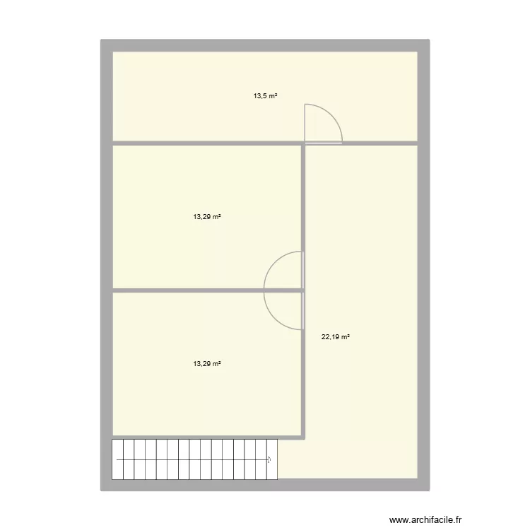 Etage maison. Plan de 4  et 62 m²
