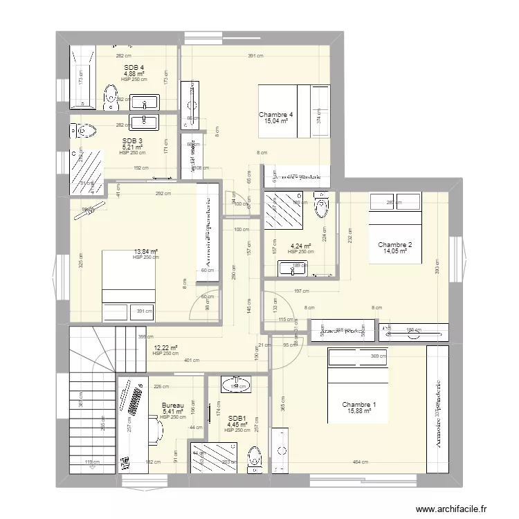 plan mur exterieur + ouverture etage. Plan de 