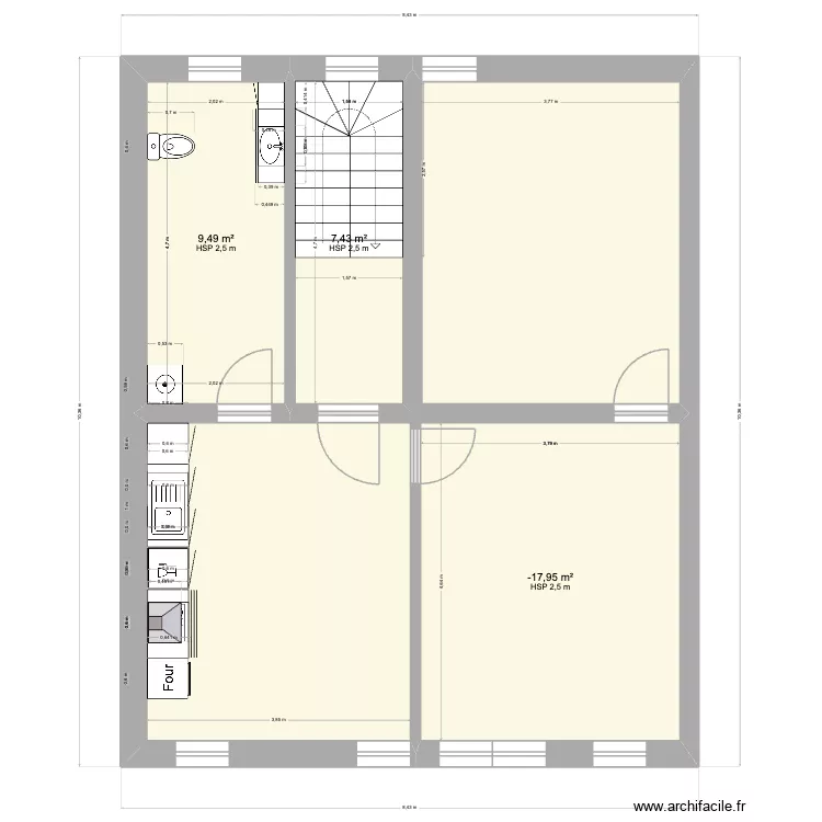 Abattoir 1. Plan de 3  et 35 m²