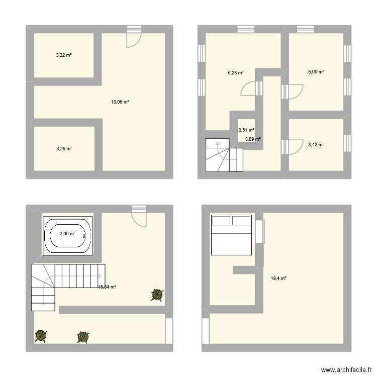 saint pierre. Plan de 11 pièces et 76 m2