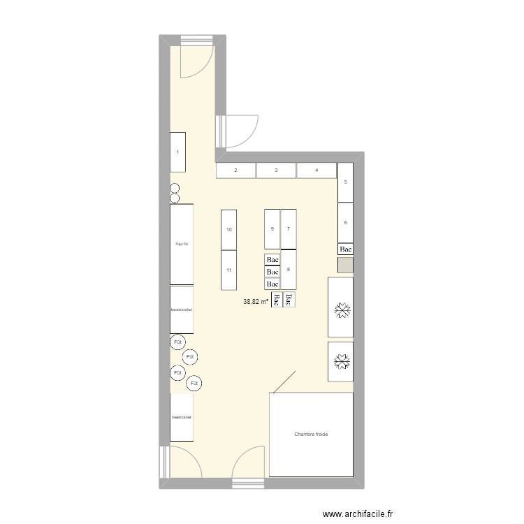 plan réserve clubhouse. Plan de 1 pièce et 39 m2