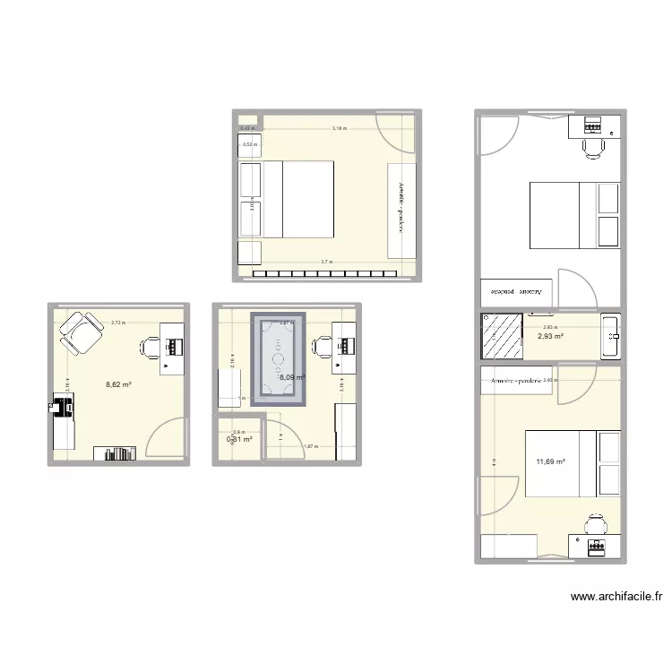 Maison NL. Plan de 7 pièces et 45 m²