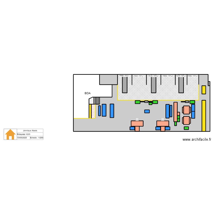 rpl1-2-3. Plan de 53 pièces et 560 m2