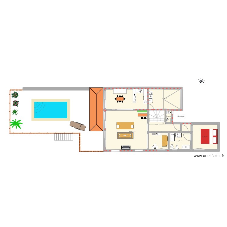 etage Alban. Plan de 6 pièces et 58 m2