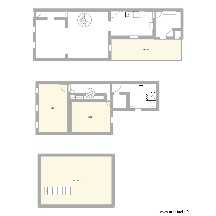 projet maison. Plan de 4 pièces et 77 m2