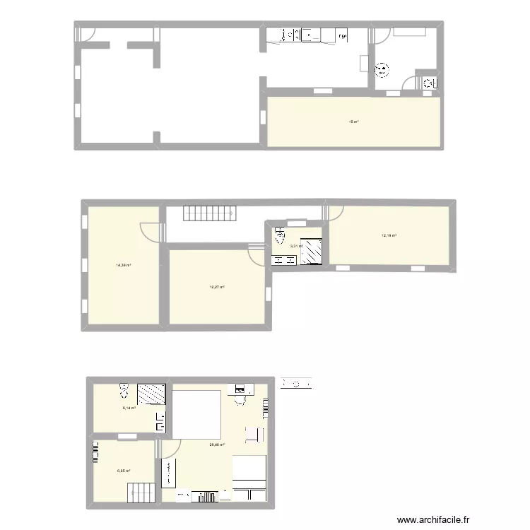 projet maison. Plan de 8  et 90 m²