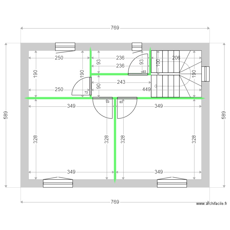 MASTROVINCENZO CLOISONS ETAGE. Plan de 5 pièces et 36 m2