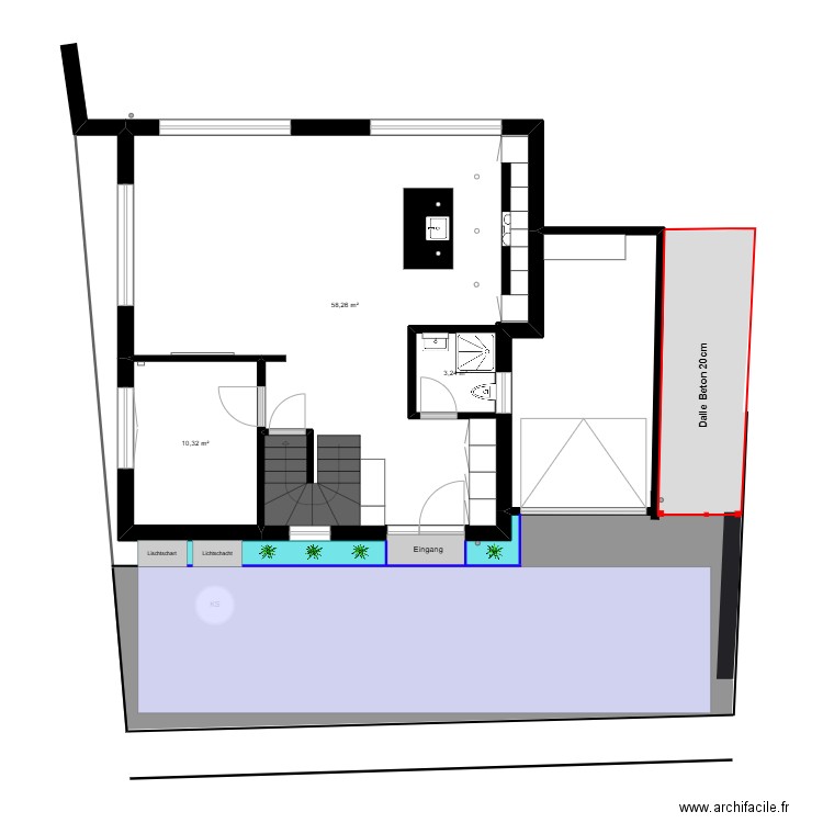 Sanierung PP2. Plan de 3 pièces et 76 m2