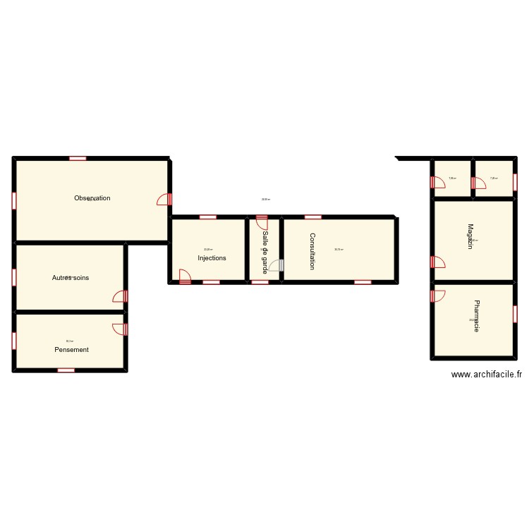 Vue en plan DOUTOU Dispensaire. Plan de 11 pièces et 304 m2