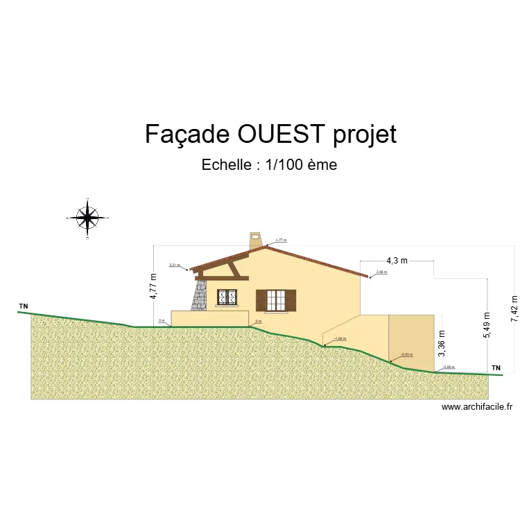 facade OUEST cros d'amic Projet. Plan de 