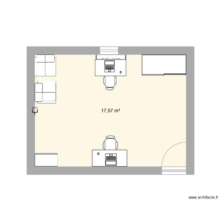 Educ1. Plan de 1 pièce et 18 m2
