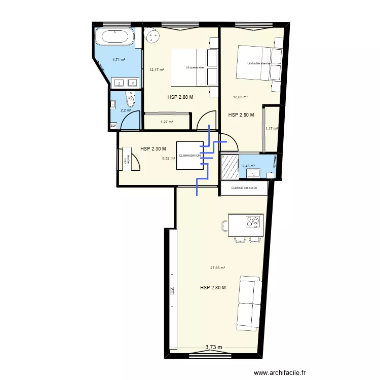 DUBOUCHAGE 26. Plan de 9  et 73 m²