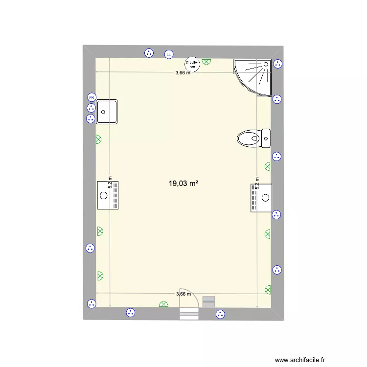 rdv  poulprat. Plan de 1  et 19 m²