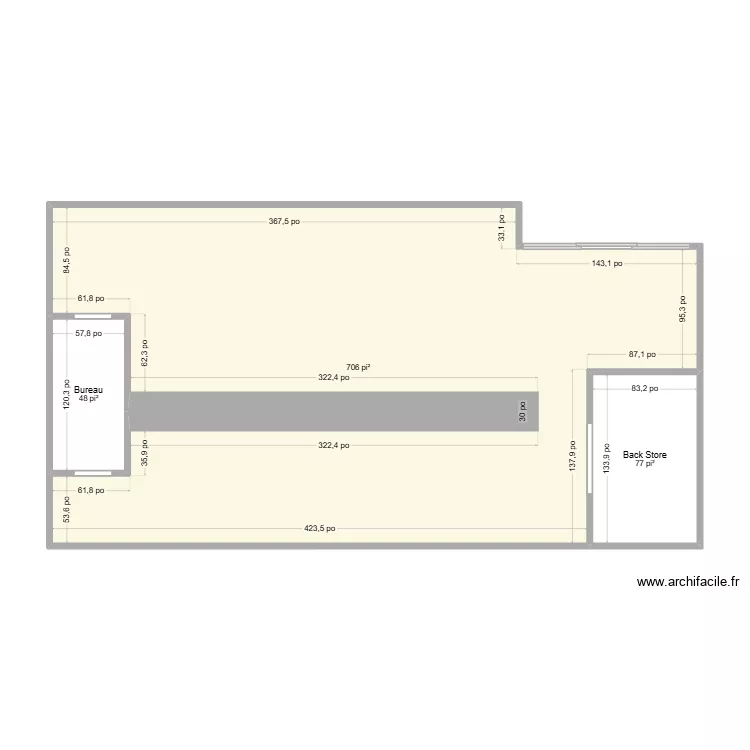 Plan Pharmacie. Plan de 3  et 77 m²