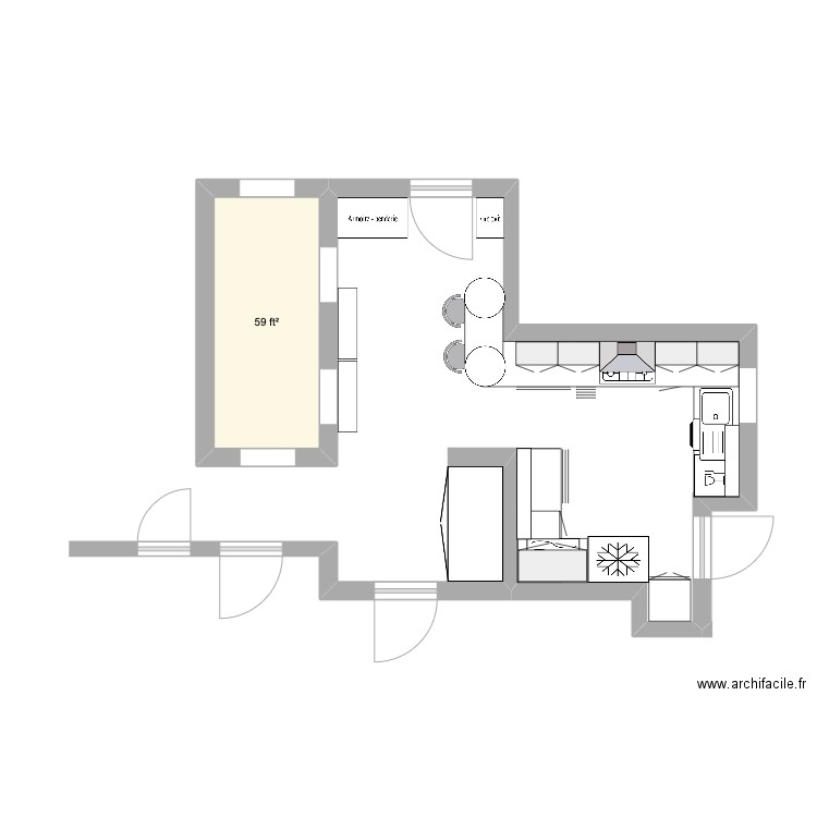 Kitchen improvement. Plan de 1 pièce et 6 m2