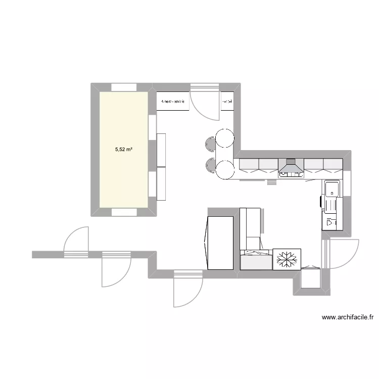 Kitchen improvement. Plan de 1  et 6 m²