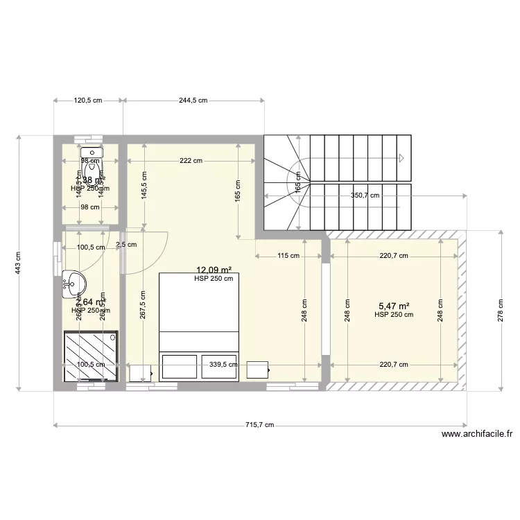 Dede etage . Plan de 