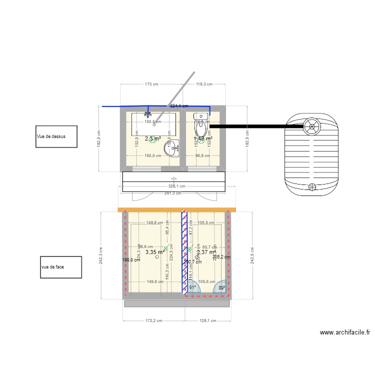 Toilette petite maison. Plan de 0 pièce et 0 m2