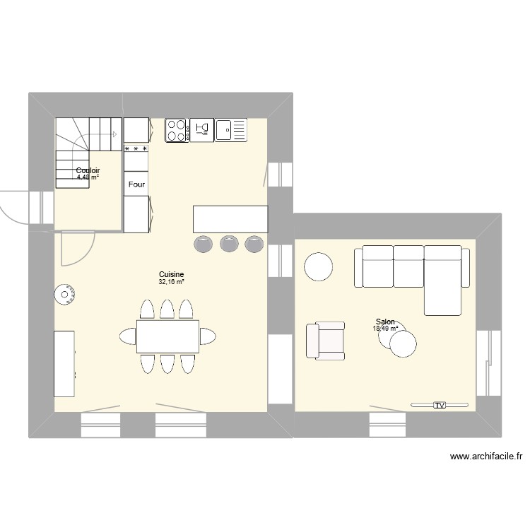 RDC après aménagement étape 1. Plan de 0 pièce et 0 m2 RDC après aménagement étape 1. Plan de 0 pièce et 0 m2