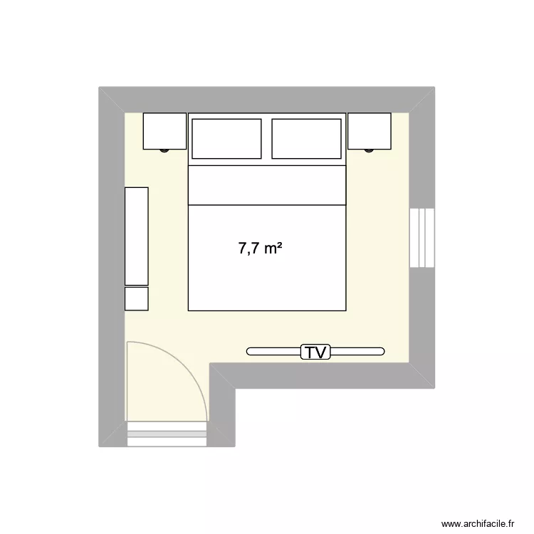Chambre. Plan de 1  et 8 m²