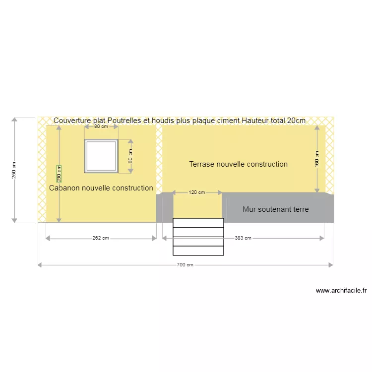 DP 4 plan fa&ccedil;ade cote jardim. Plan de 