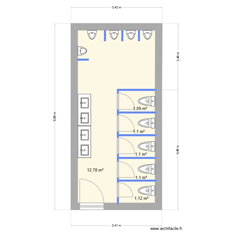 WC College Jeanne D\'arc Gar&ccedil;on. Plan de 0 pièce et 0 m2