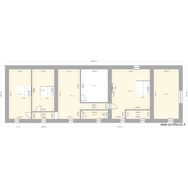 etage. Plan de 9 pièces et 154 m2