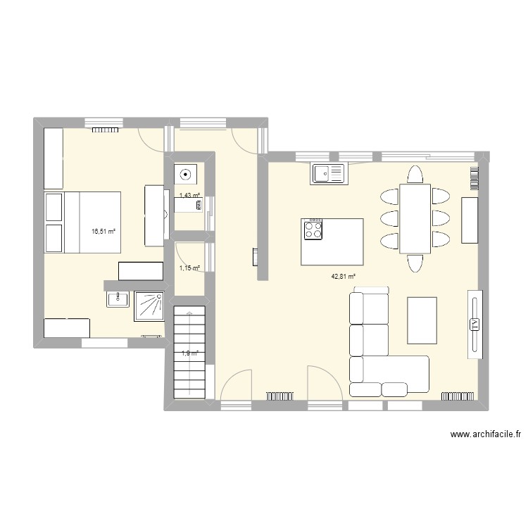 plan N1 maison didier olivia. Plan de 5 pièces et 64 m2