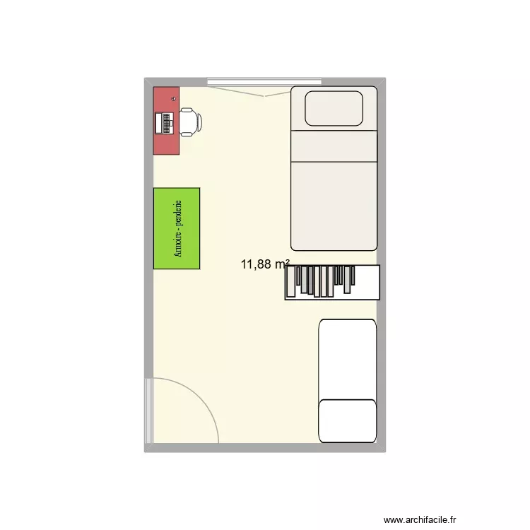 CHAMBRE YUNA. Plan de 1 Pièce et 12 m² CHAMBRE YUNA. Plan de 1 Pièce et 12 m²