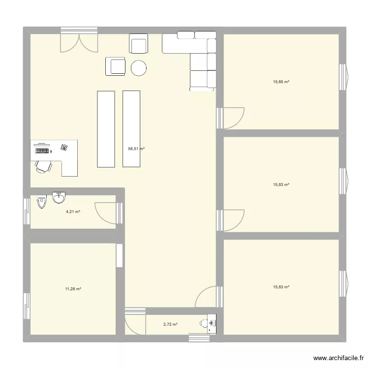 institut. Plan de 7  et 122 m²