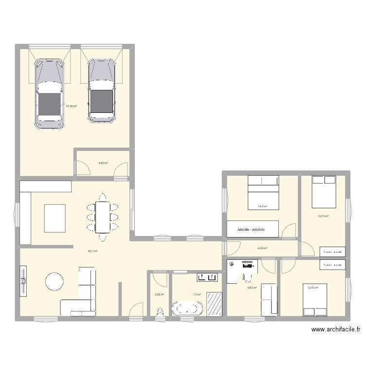 Maison Nanou 2. Plan de 10 pièces et 170 m2
