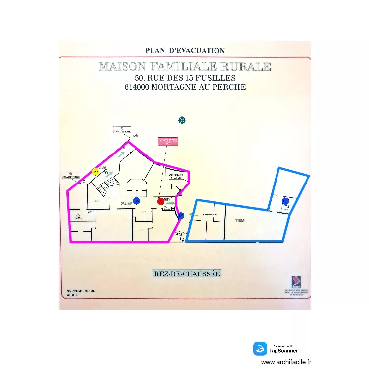 RDC INTERNAT GARCON MFR. Plan de 2  et 351 m²