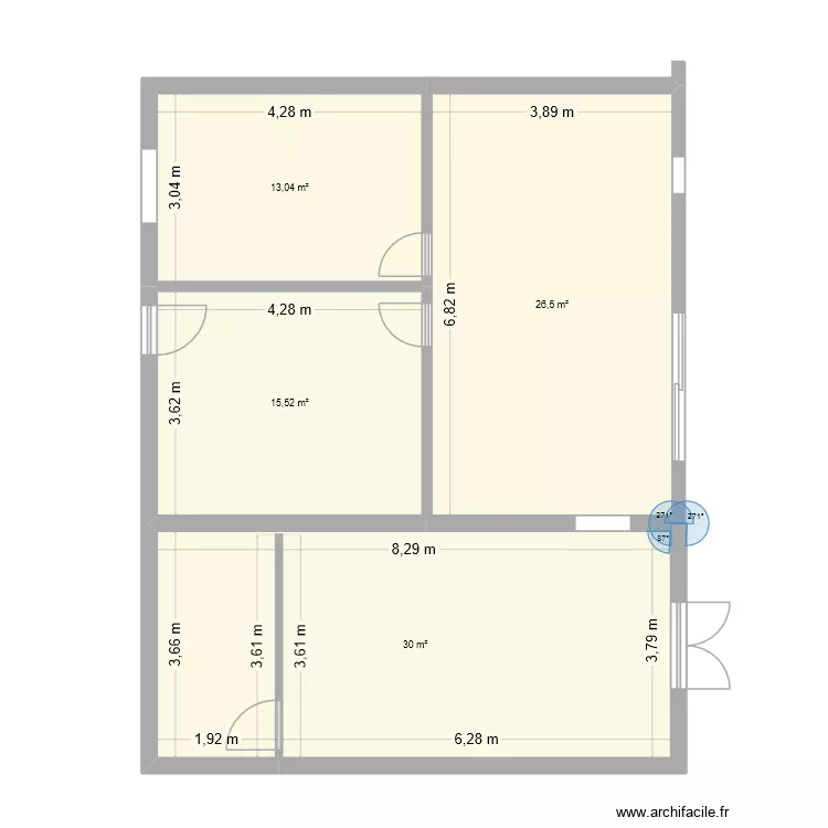 la barde1. Plan de 4 Pièces et 85 m²