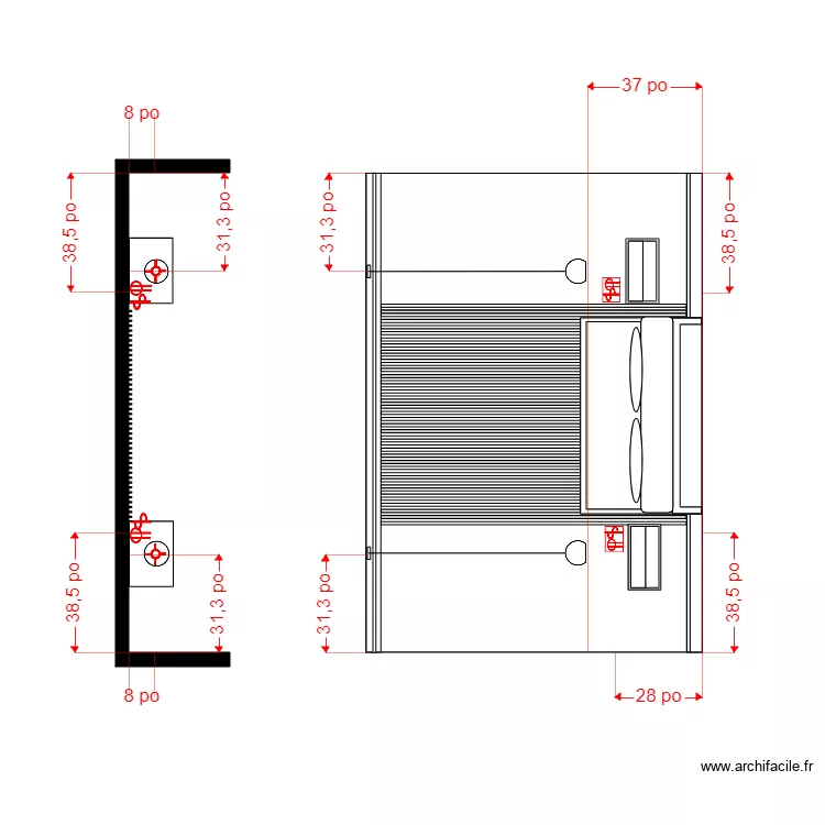 Dupperon mur Lit &Eacute;lec. Plan de 