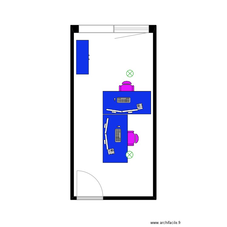 Poste de travail BAG. Plan de 1 pièce et 16 m2