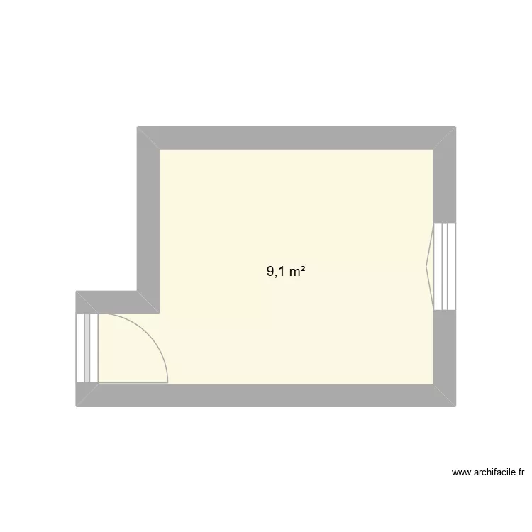 chanbre. Plan de 1  et 9 m²