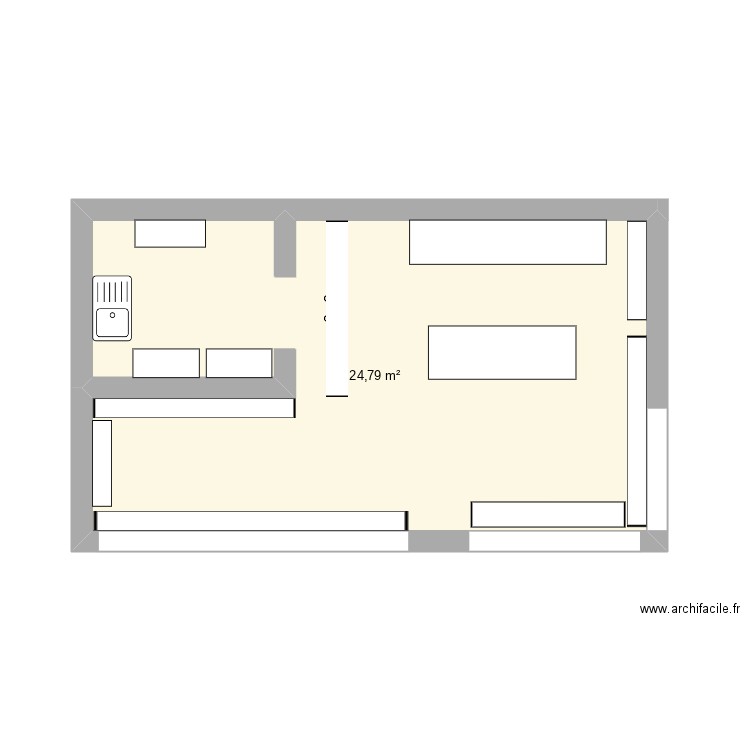 magasin. Plan de 1 pièce et 25 m2