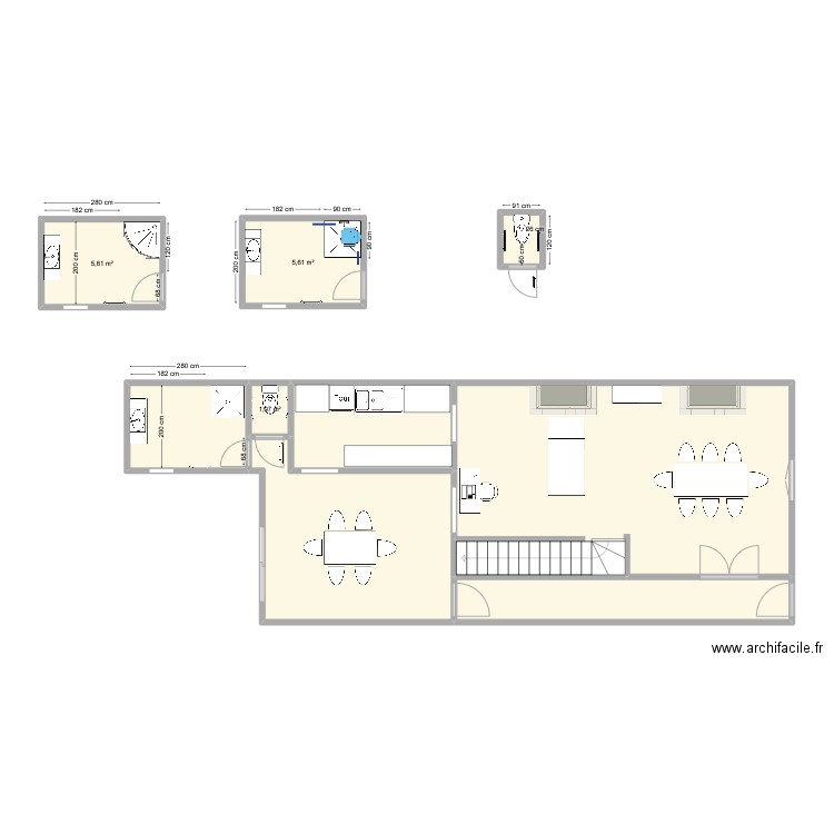 DUFOUR. Plan de 9 pièces et 87 m2