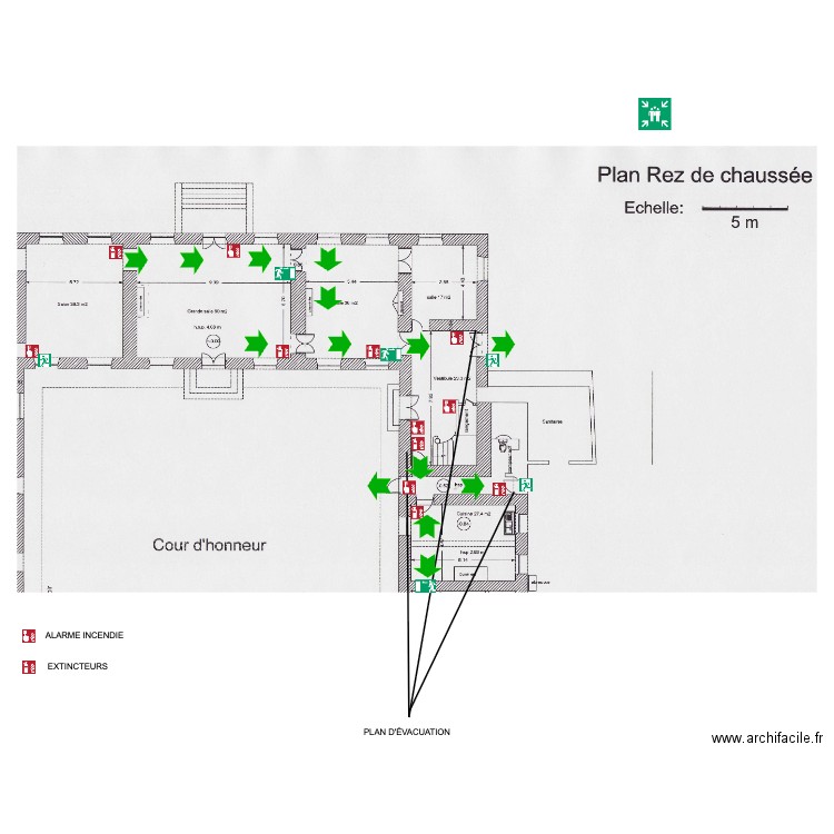 PLAN EVAC DOMAINE REZ DE CHAUSSEZ. Plan de 0 pièce et 0 m2