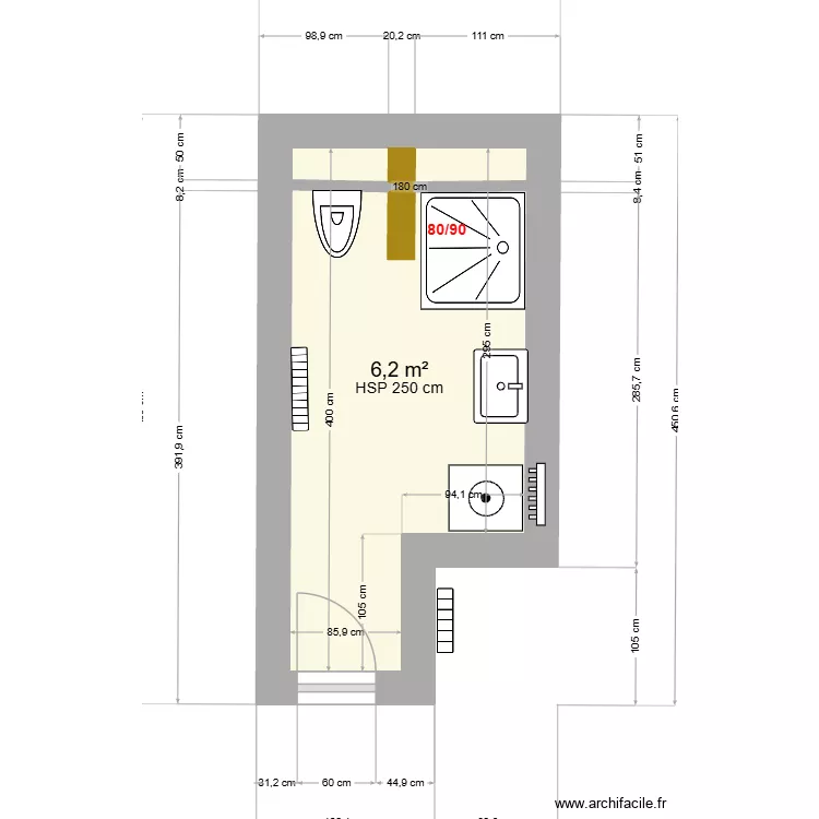 4ème - GAUCHE 2pcs. Plan de 1 Pièce et 6 m² 4ème - GAUCHE 2pcs. Plan de 1 Pièce et 6 m²