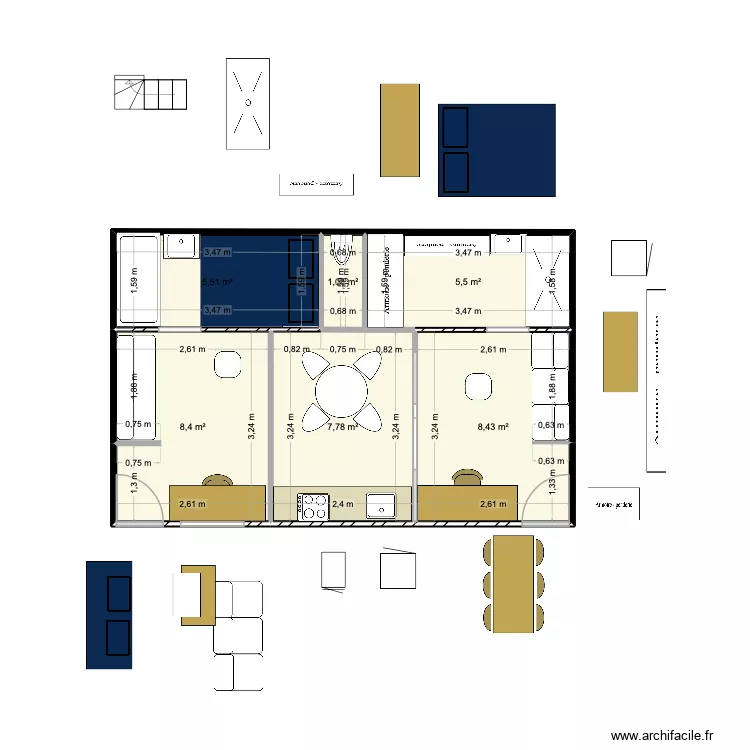 aqueduc 9. Plan de 6 pièces et 37 m²