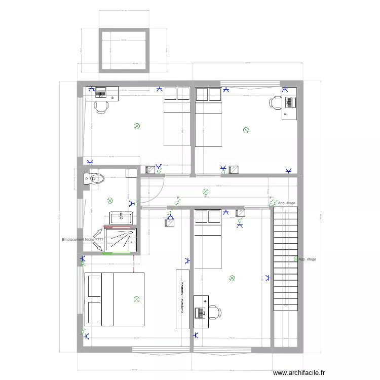 Villa A 1er &eacute;tage base. Plan de 