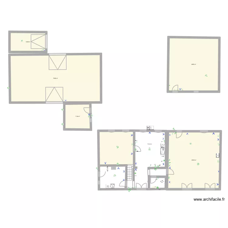 living. Plan de 6 pièces et 230 m²