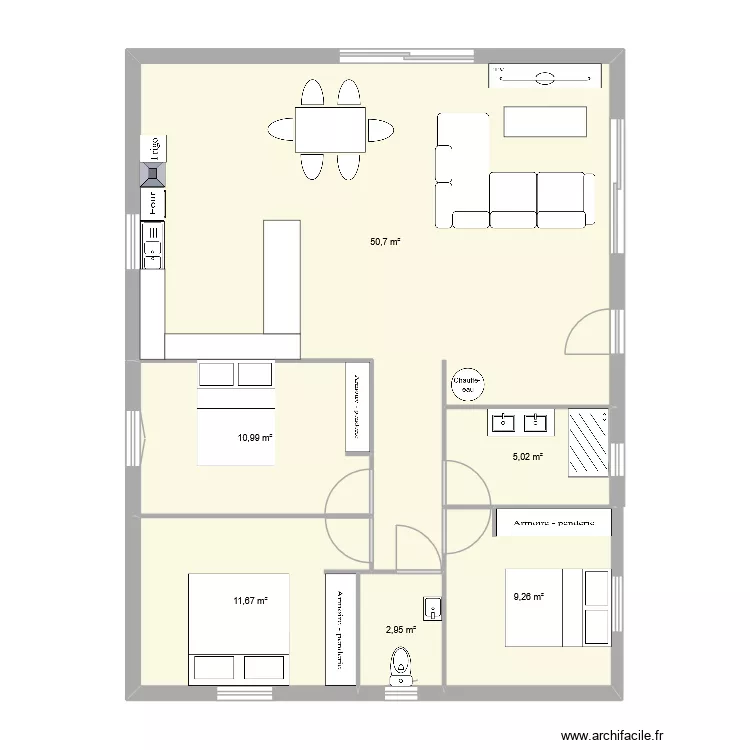 TEST. Plan de 6 pièces et 91 m²