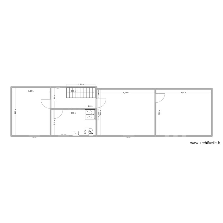 1er étage. Plan de 5 pièces et 72 m2