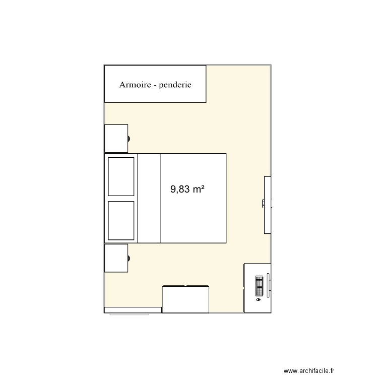 Chambre 2. Plan de 1 pièce et 10 m2