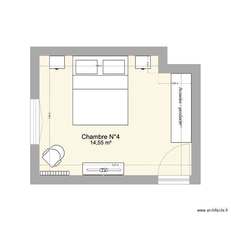 Ma chambre. Plan de 1 pièce et 15 m2